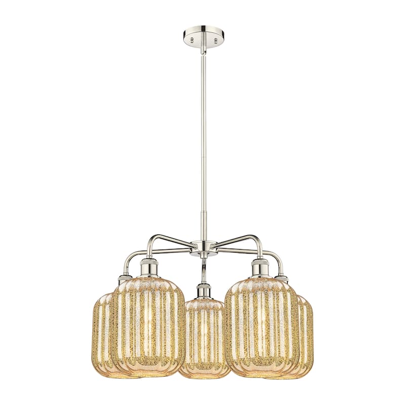 Innovations Lighting Endless Possibilities Ballston - Preston - 5 Light 25" Jar Shade Stem Hung Chandelier - Mercury/Polished Nickel