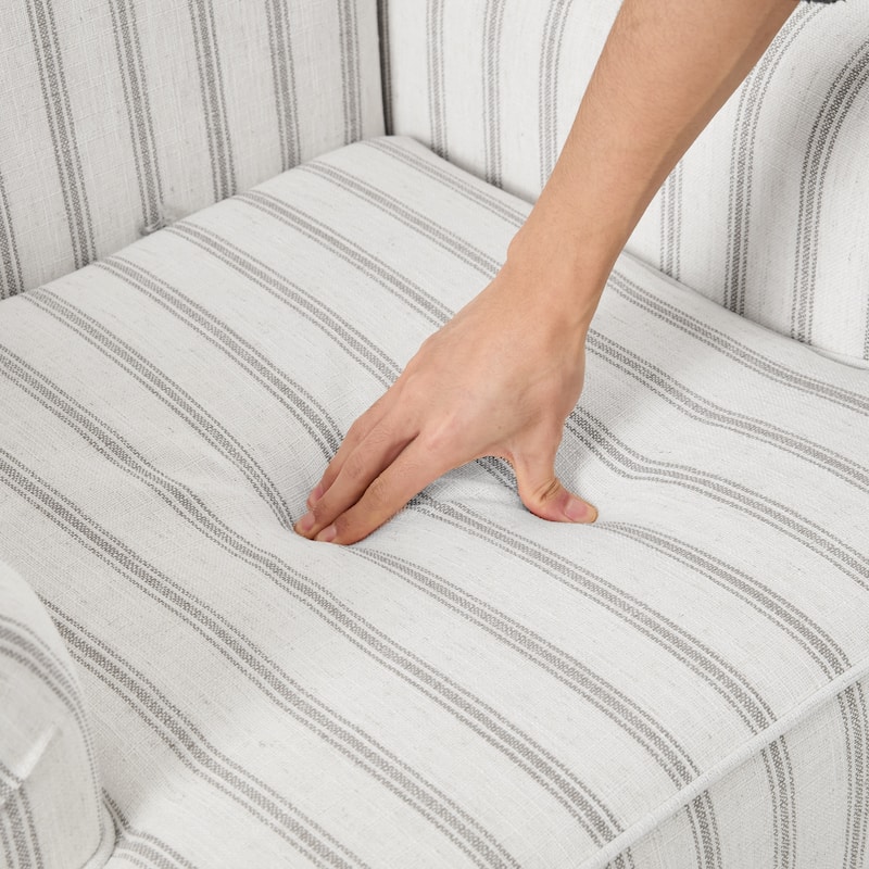 Linen Accent Chairs Nailhead Trim Armchairs with Wooden Legs