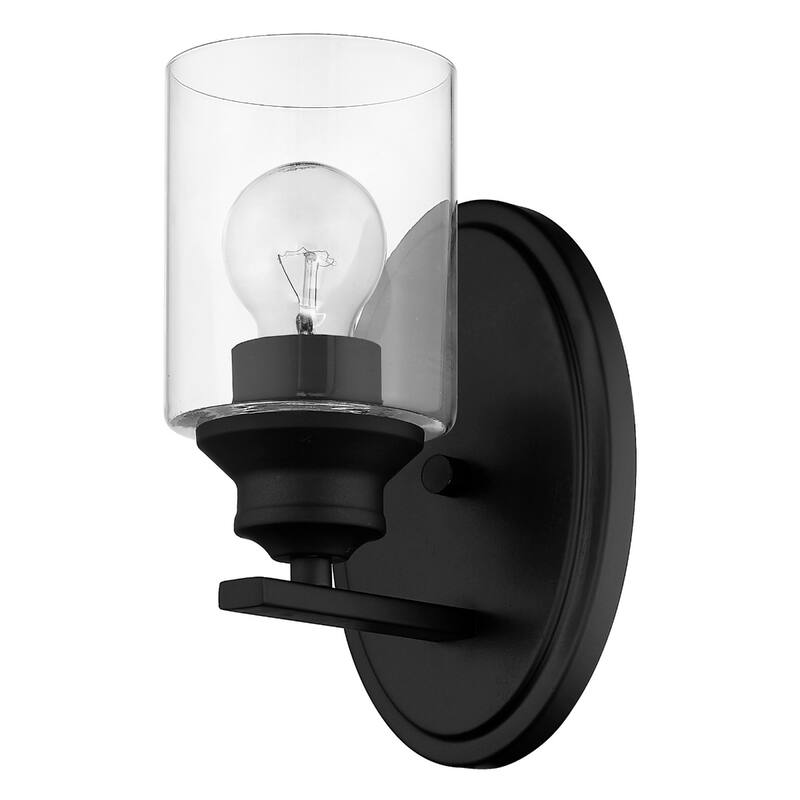 Modern Wall Sconce 1 Light with Clear Glass Shade and Steel Fixture Damp Rated Reversible Mounting - 9.25" H x 5" W x 5.75" D