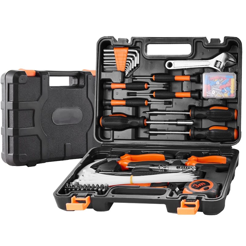 Orange-Black 132 Piece Tool Kit for Home Repairs Compact Hand Tools with Storage Case - 12.28 x 8.86 x 2.76 inch