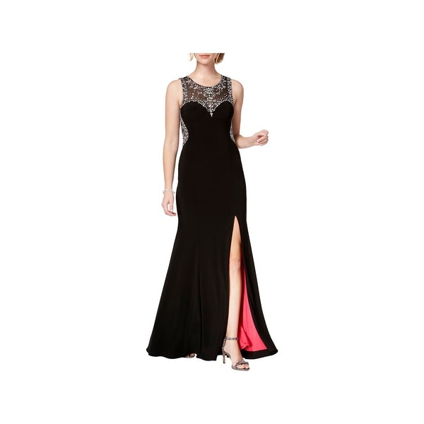 betsy & adam embellished embroidered gown