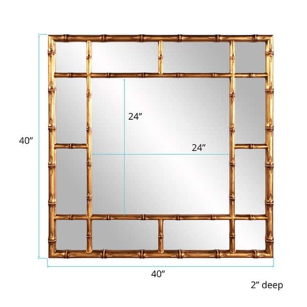 dimension image slide 1 of 8, Allan Andrews Square Bamboo Framed Wall Mirror - 40" x 40"
