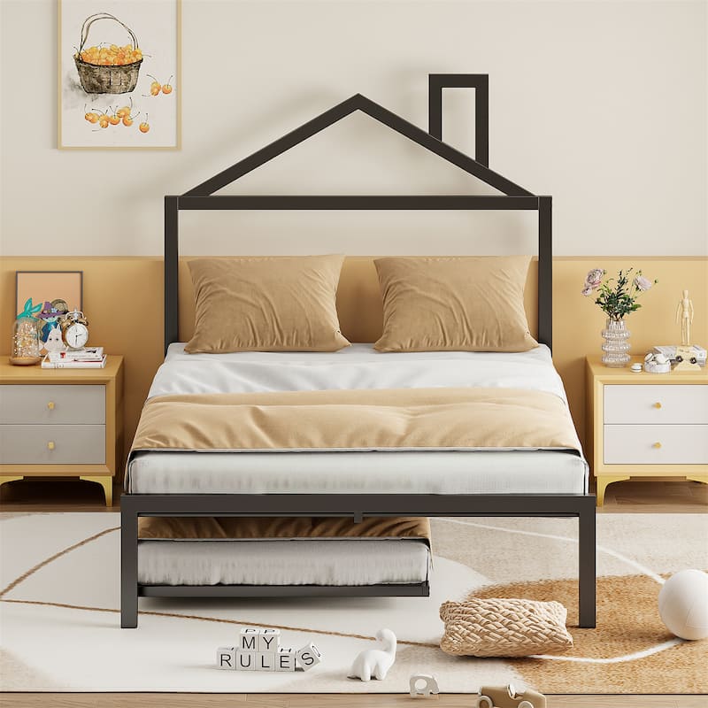 Full Size Metal Platform Bed - Black
