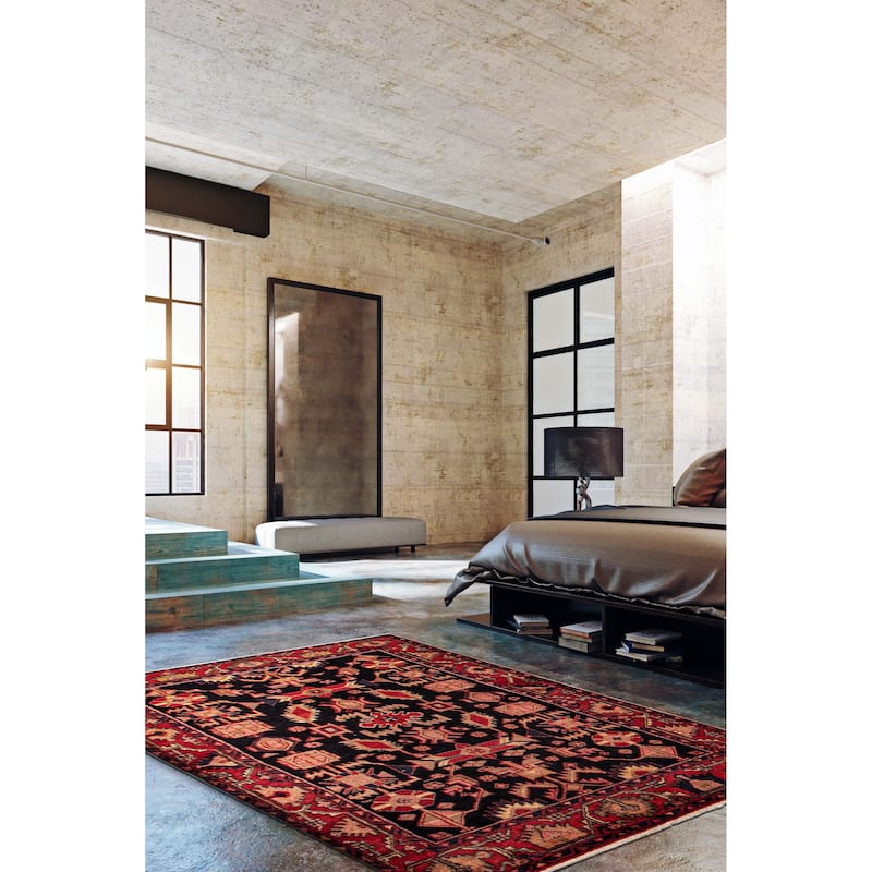 Andelz Navy, Red Rug 4'5" x 6'8" - 4'5 x 6'8