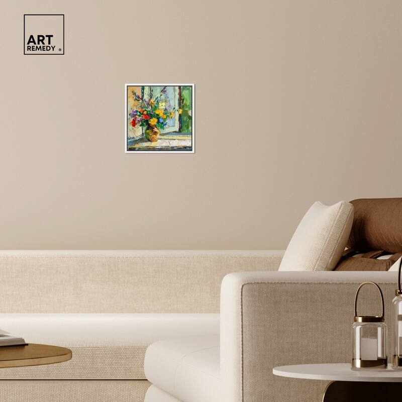 Art Remedy Vase By The Window Framed Impressionism 1 Piece Canvas Wall Art /Monet And Van Gogh Inspired Art