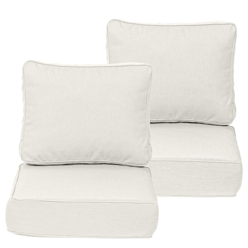 Aoodor 24x25x6 Inch Outdoor Patio Chair Cushions Set, Weather-Resistant Sunbrella Fabric Outdoor Cushion, Set of 2 - 24"x25" - Spectrum Eggshell