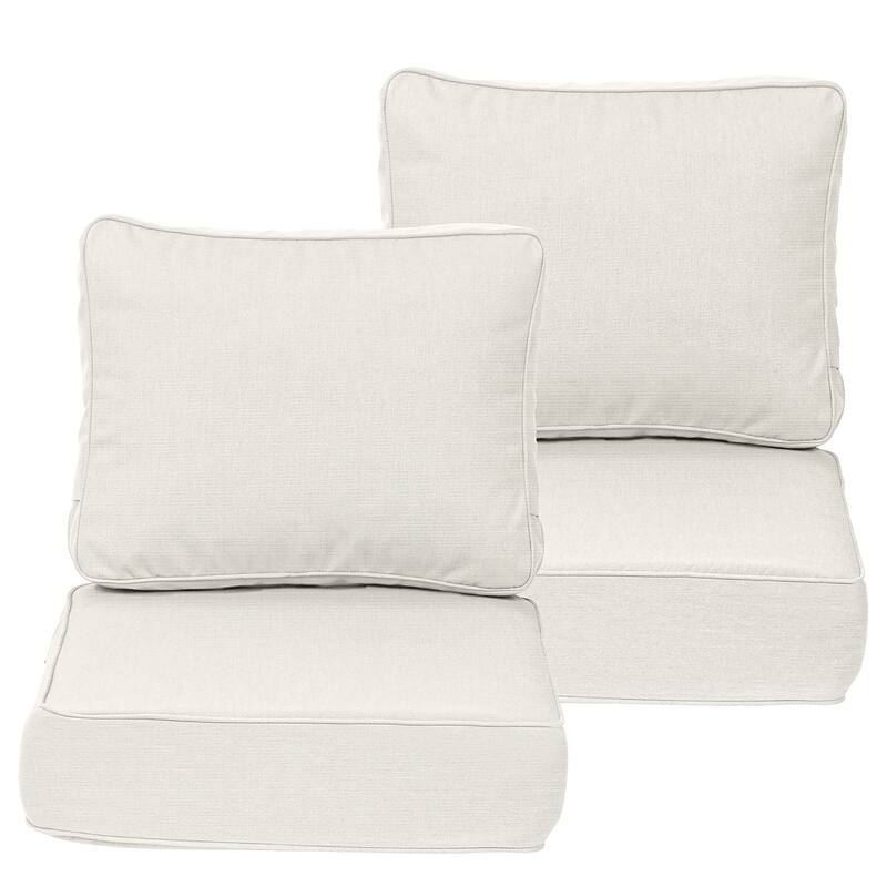 Aoodor 25x25x6 Inch Outdoor Patio Chair Cushions Set, Weather-Resistant Sunbrella Fabric Outdoor Cushion, Set of 2 - 25"x25" - Spectrum Eggshell