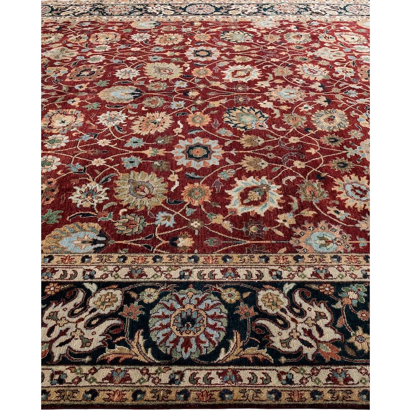 Indo Persian One-of-a-Kind Hand-Knotted Area Rug - Red, 9' 1" x 11' 9" - 9' 1" x 11' 9"