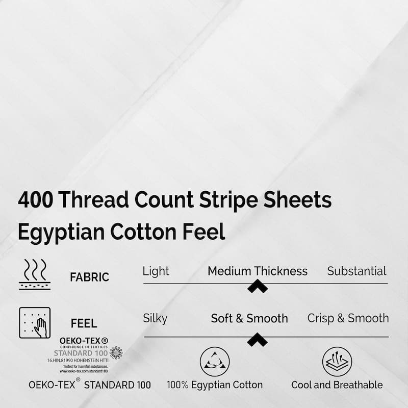 Superior Gyda Deep Pocket 400-Thread Count Striped Egyptian Cotton Sheets