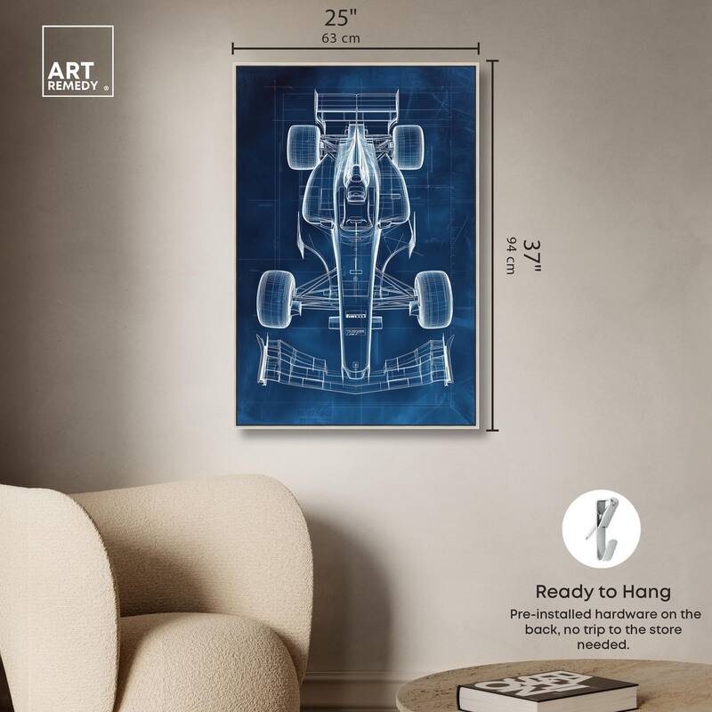 Race Car Blueprint Canvas by Art Remedy