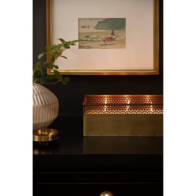 Kate and Laurel Pearce Rectangle Metal Wax Candle