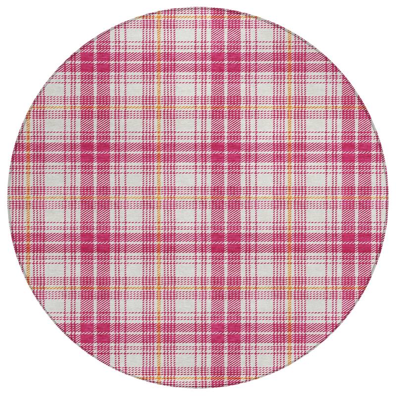 Machine Washable Indoor/ Outdoor Plaid Chantille Rug