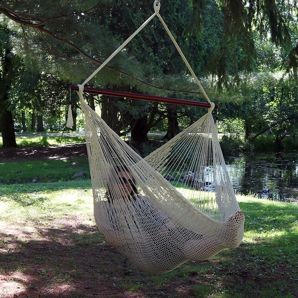 Sunnydaze Cream Hanging Cabo Extra Large Hammock Chair Swing 47