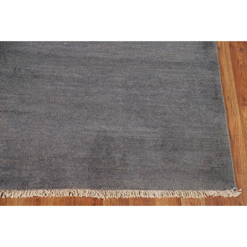 Gray Blue Gabbeh Modern Oriental Rug Hand-Knotted Wool Carpet - 5'1"x 6'4"