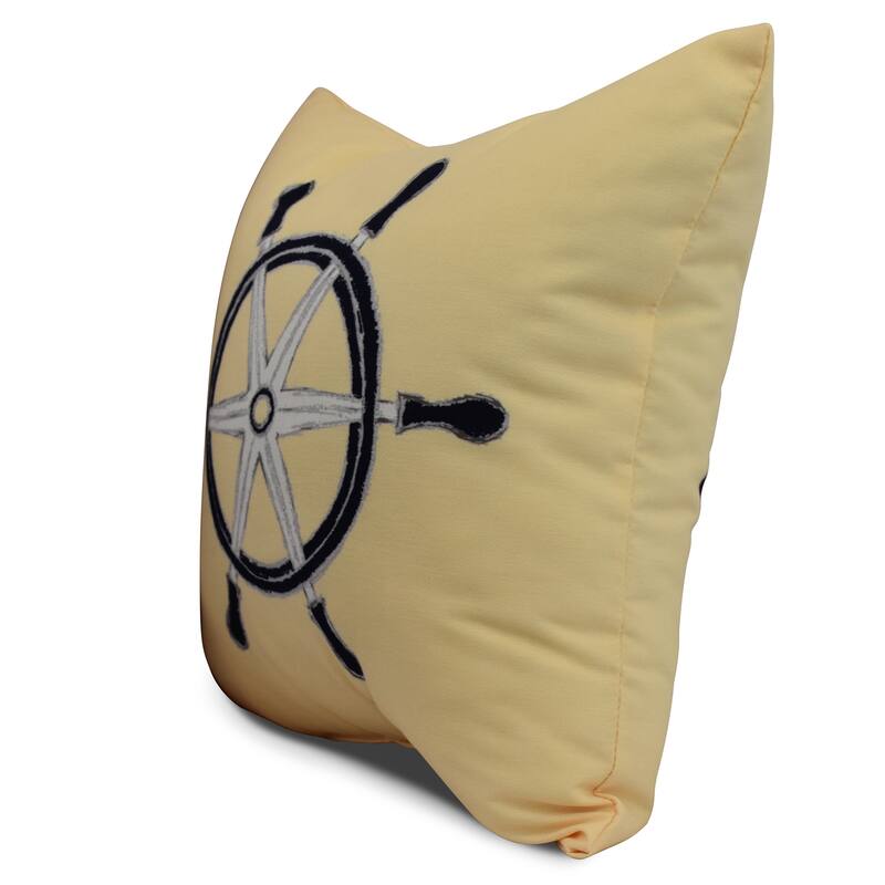 16 x 16 Inch Ship Wheel Geometric Print Outdoor Pillow
