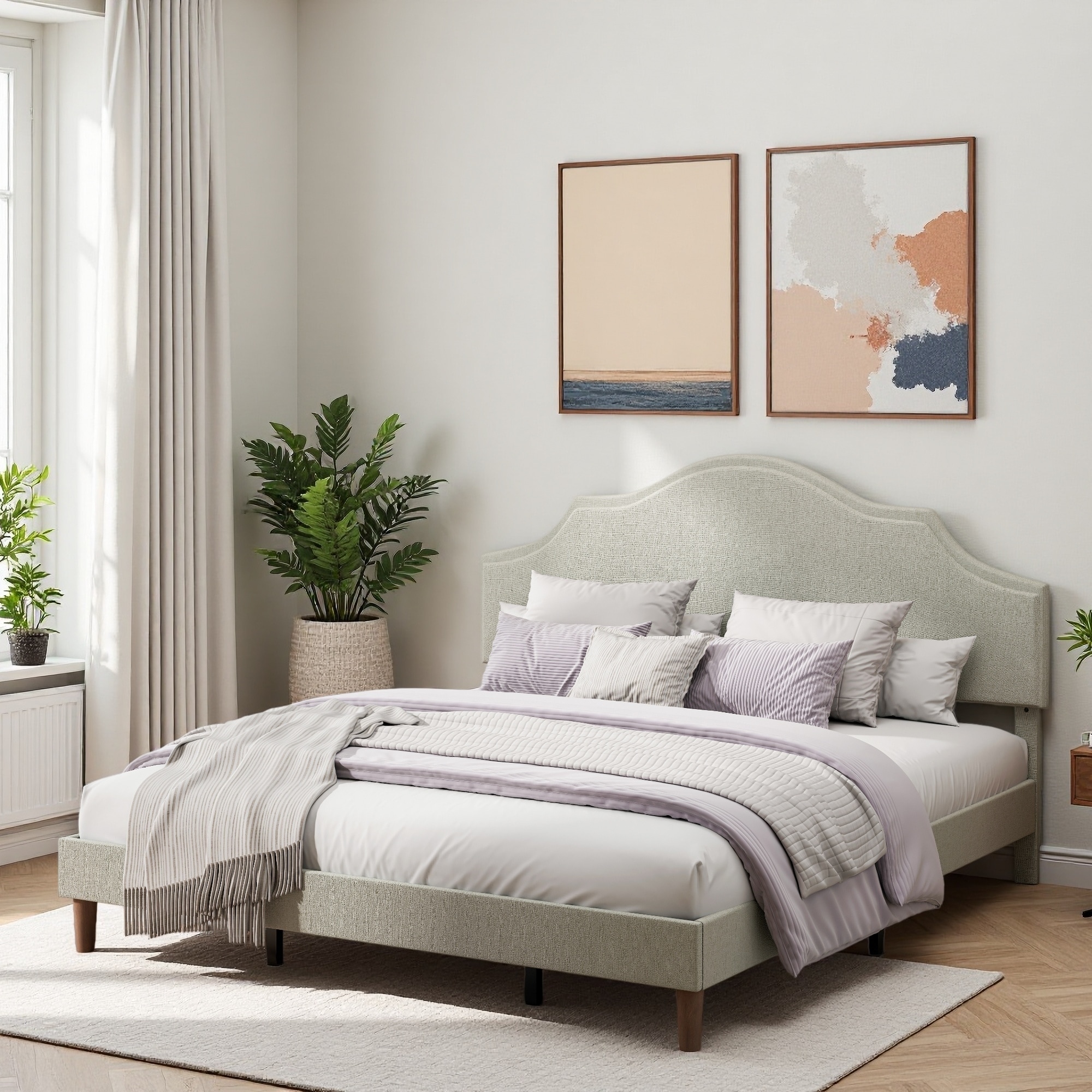 Upholstered Platform Bed with Adjustable Headboard and No Box Spring Needed