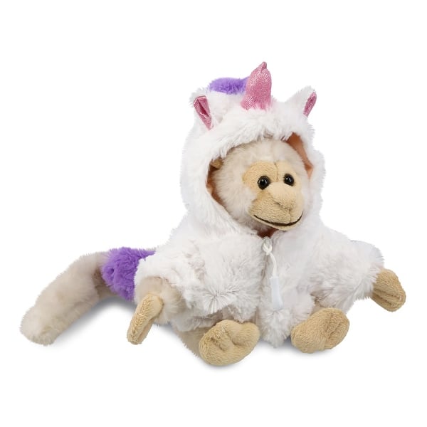 slide 2 of 6, DolliBu White Squirrel Monkey Unicorn Plush Stuffed Animal with Outfit - 12.5 inches