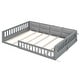 preview thumbnail 26 of 24, Full Size Upholstered Platform Bed with Guardrail, Fluffy Pillows, and Sturdy Pine Wood Bed Frame Safety Guardrails, Beige