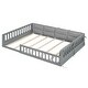 preview thumbnail 13 of 11, Full Size Wood Platform Bed with Upholstered Headboard and Side Pillows, Includes Full-Length Guardrails