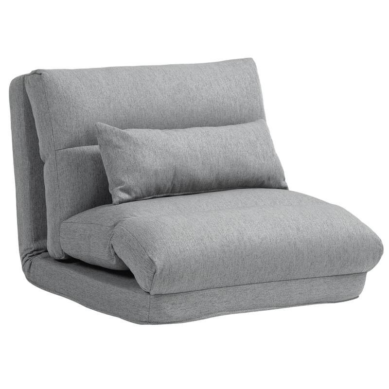 Folding Floor Chair, Convertible Lazy Sofa Bed, Floor Couch with 6-Position Adjustable Backrest and Pillow