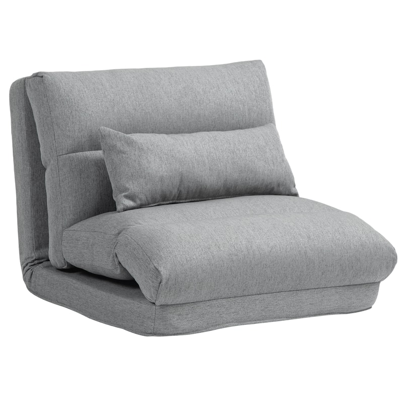 Modern 27.6" Folding Upholstered Chaise Lounges Chair with Pillow for Living Room - Gray