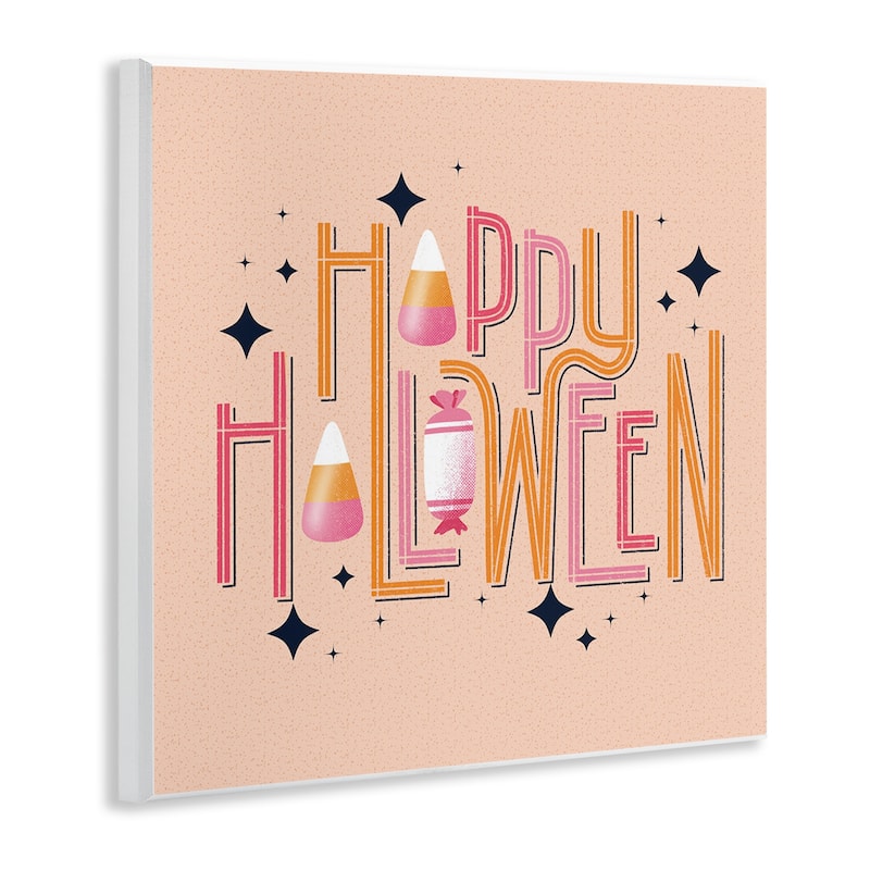 Stupell Happy Halloween with Candy Wall Plaque Art Design By Sarah Hickman