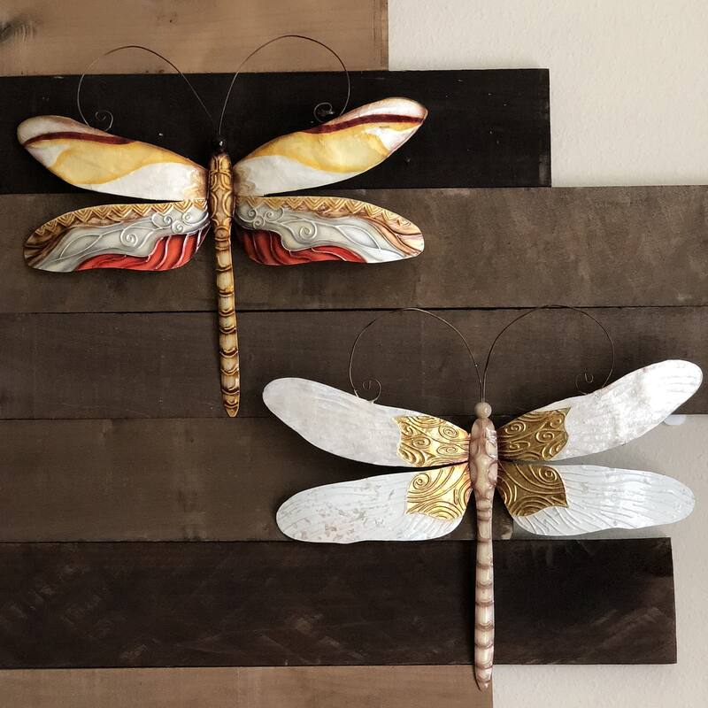 Dragonfly Wall Decor Pearl Tan And Brown - 1 x 14 x 12