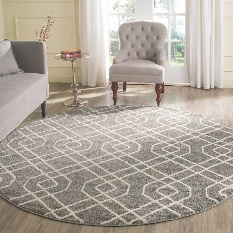 SAFAVIEH Amherst Aureliane Modern Rug - 7' Round - Grey/Ivory