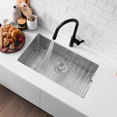 Undermount 32" Stainless Steel Single Bowl Kitchen Sink Handmade - 32" x 18" x 10"