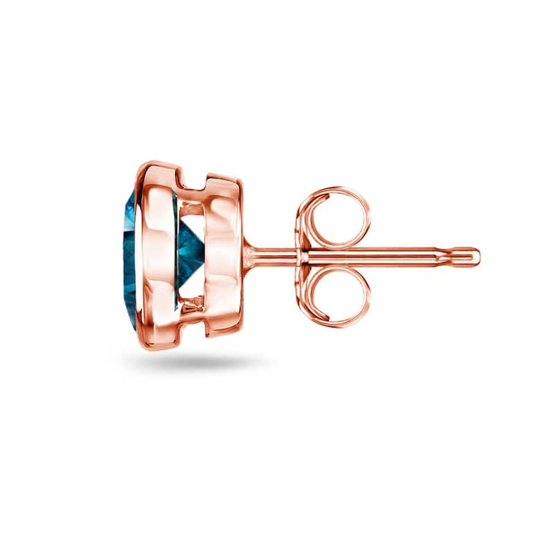 Auriya 1/4 to 2ctw Bezel-set Blue Diamond Stud Earrings 14k Rose Gold (I1-I2)