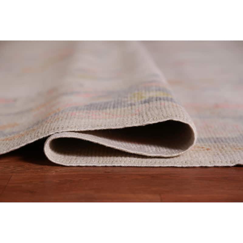 Hand Knotted Oriental 100% Wool Carpet Transitional All-Over Beige & Ivories Oushak Area Rug - 10' 1'' X 7' 10''