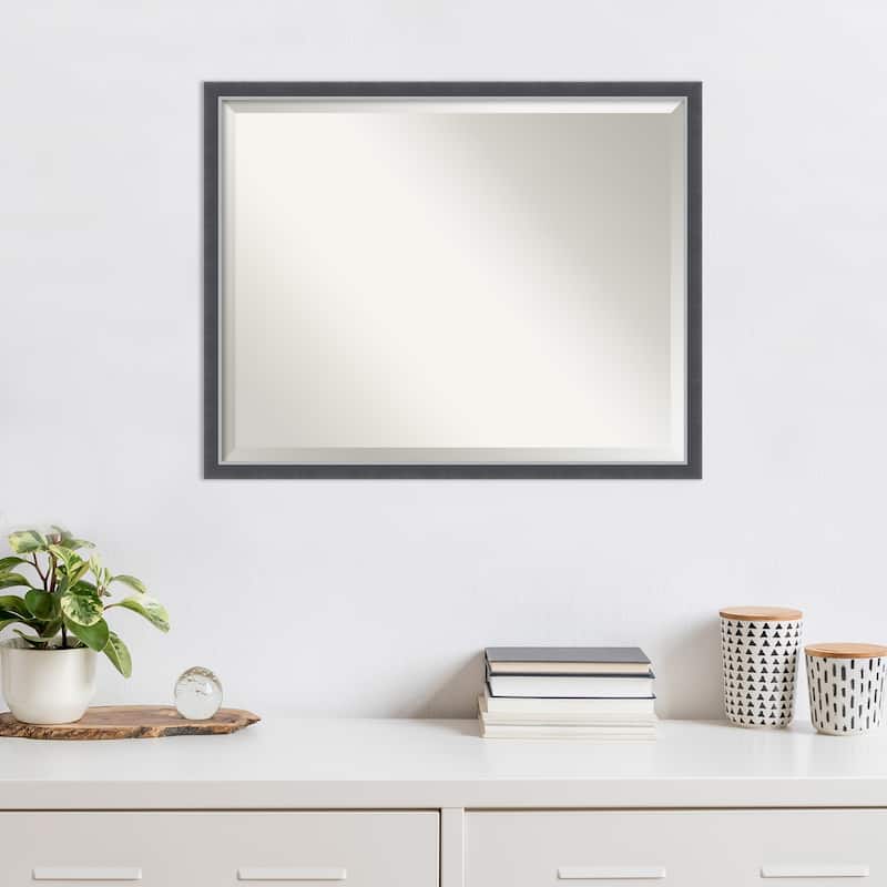 Beveled Wall Mirror - Eva Black Silver Thin Frame - Eva Black Silver Thin