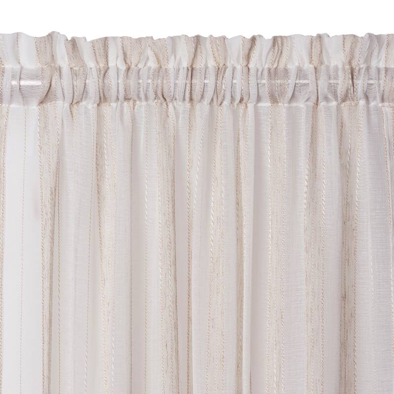 Elrene Linen Stripe Rod Pocket Sheer Kitchen Curtain Tier Set of Two
