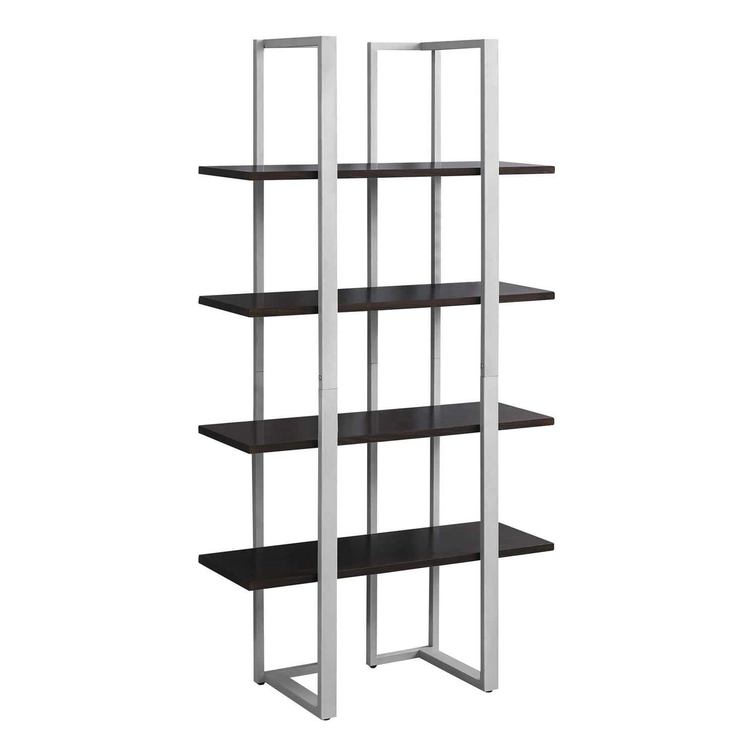 72-Inch High 5-Tier Corner Bookcase with Tray Style Shelves in Industrial Grey Finish for Storage and Décor - 48
