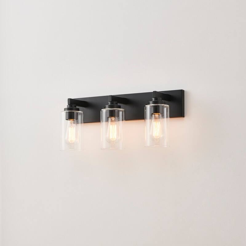 KAWOTI 3-Light Bathroom Vanity Light with Clear Glass Shade