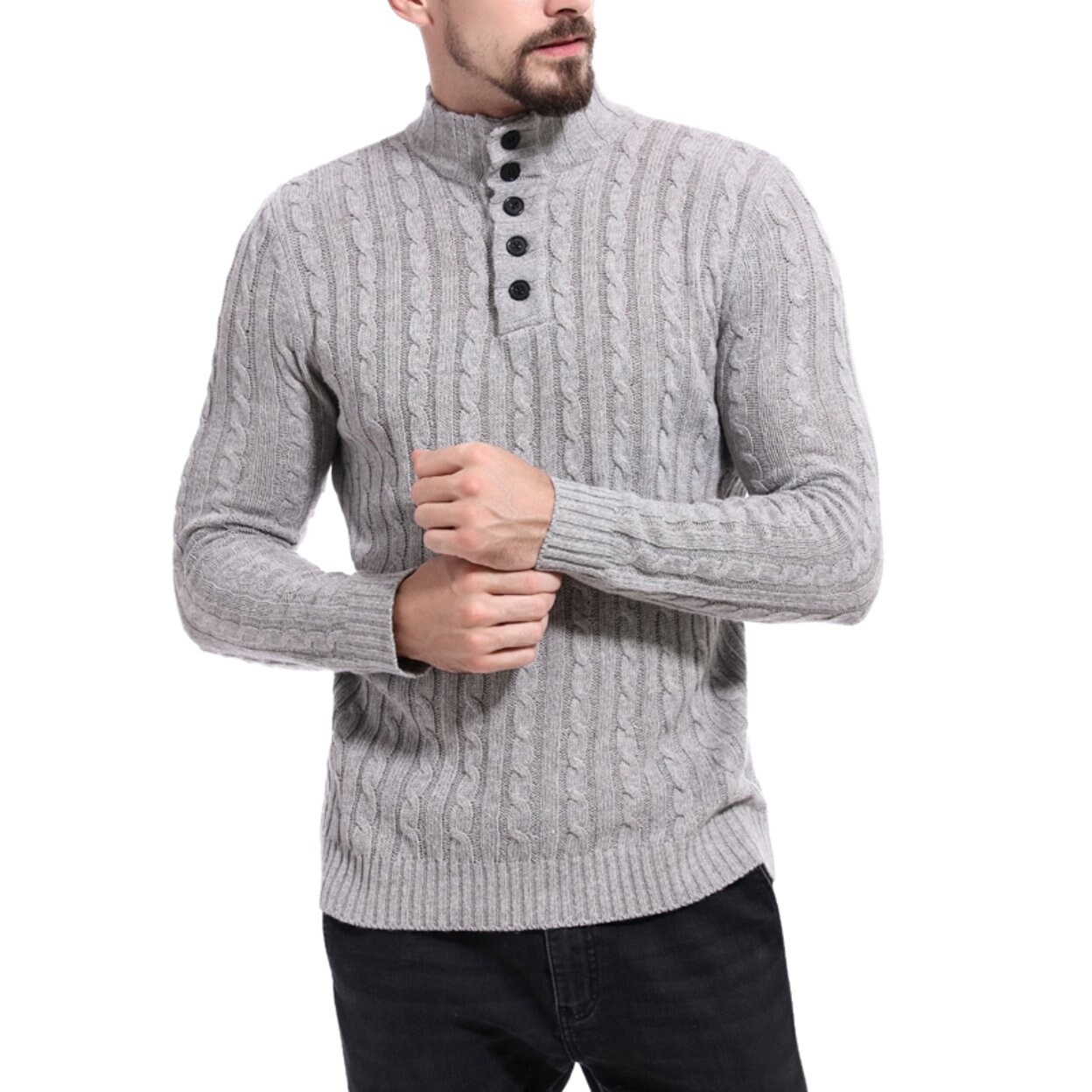 Shop Men S Sweater Fashion Slim Fit Pullover Casual Warm Knitted