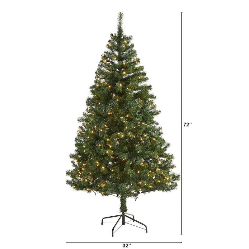 6ft. Pine Artificial Christmas Tree with 250 Clear LED Lights - Classic Seasonal Holiday X-Mas Tree