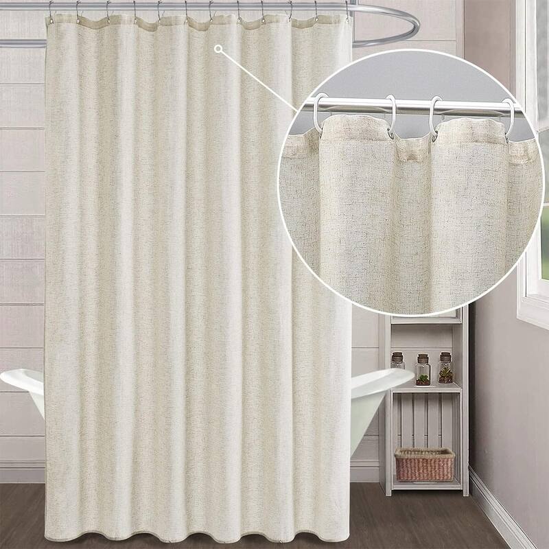 Linen Shower Curtain Boho Farmhouse Shower Curtains for Bathroom