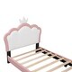 preview thumbnail 39 of 38, Full size Upholestered Princess Bed ,Full Size Platform Bed with Headboard and Footboard,White+Pink