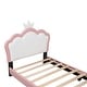 preview thumbnail 15 of 31, Twin/Full Size Upholstered Princess Bed with Crown Headboard, Cute Platform Bed Frame with Headboard and Footboard for Kids
