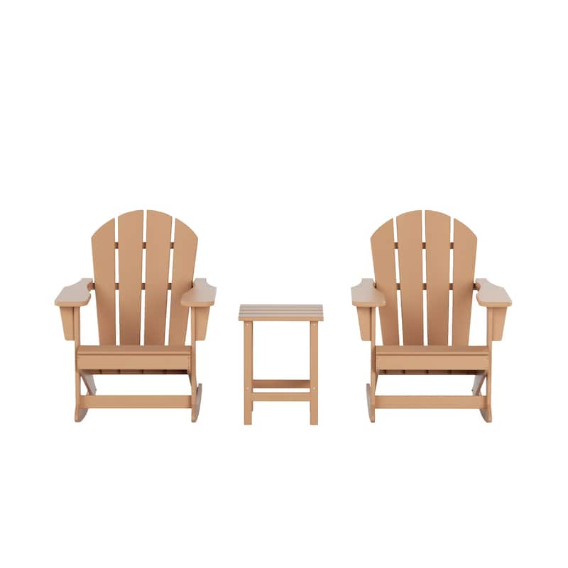 Polytrends Laguna Hdpe All Weather Outdoor Patio Rocking Chairs With Side Table (3-Piece Set)