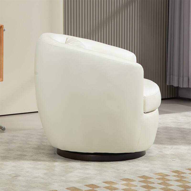 Upholstered Swivel Barrel Armchair with Storage and Metal Base