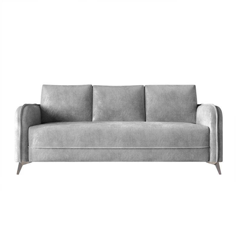 CraftPorch Luxurious Velvet Upholstered Sofa - Silver Grey
