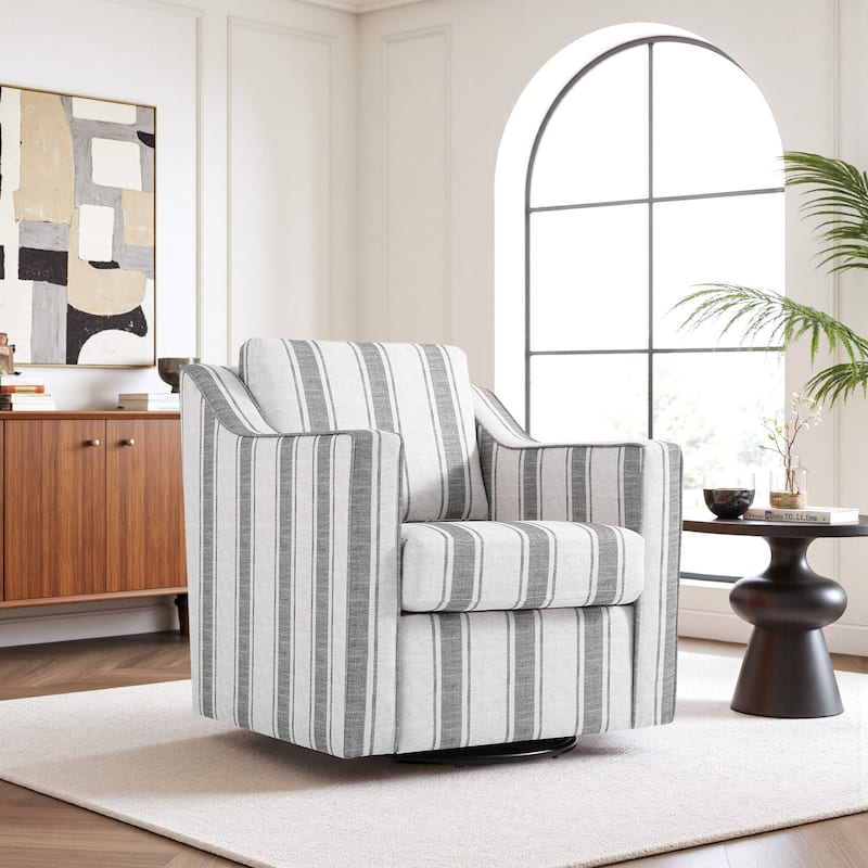 Modern 30.5" W Swivel Armchair Accent chair - STRIPE GRAY