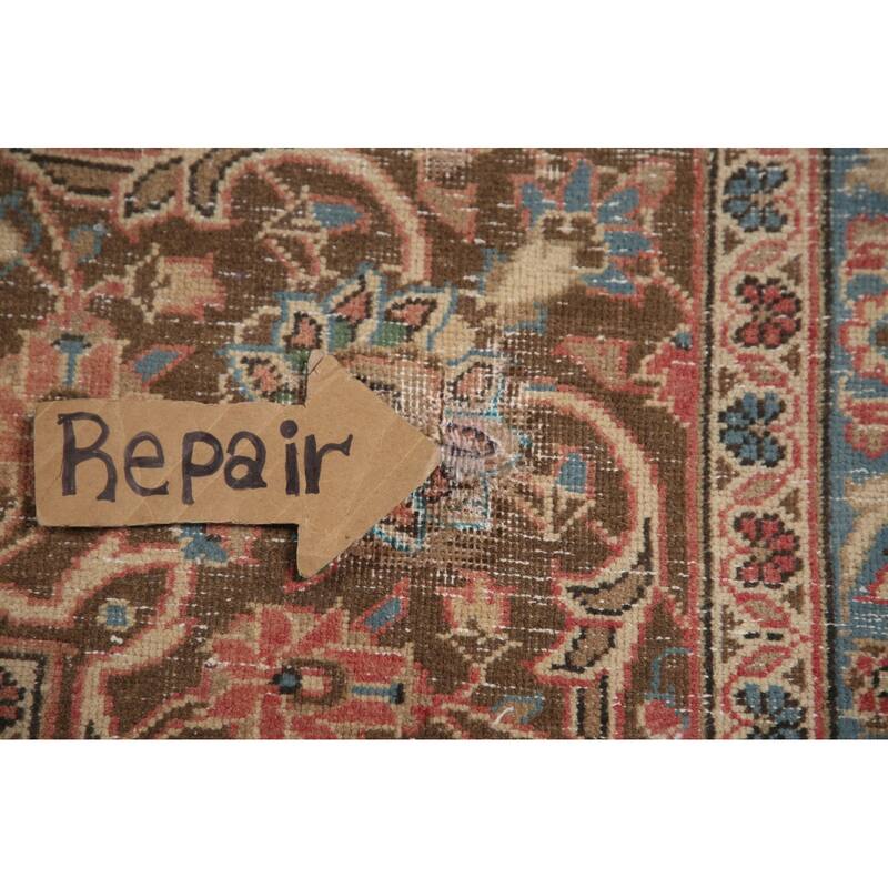Hand Knotted Oriental 100% Wool Carpet Traditional Floral Pink Kashan Area Rug - 12' 11'' X 9' 7''