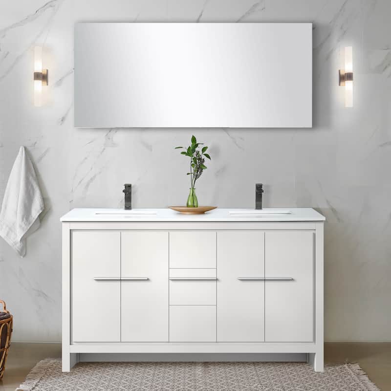 Lafarre Bath Vanity with Quartz Top, Sink, Mirror and Chrome Faucet