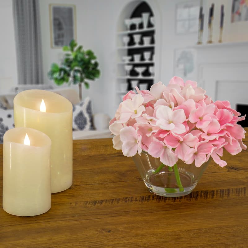 National Tree Company 8 in. Pink Hydrangea Bouquet in Glass Vase