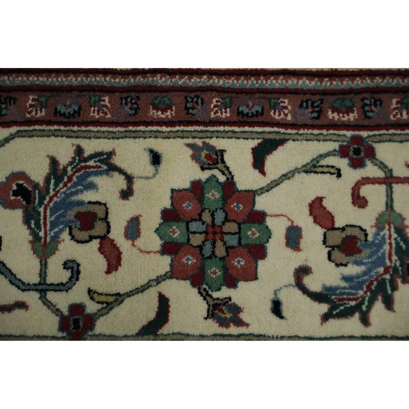 Hand Knotted Oriental 100% Wool Carpet Traditional Geometric Green Heriz Area Rug - 13' 10'' X 9' 8''