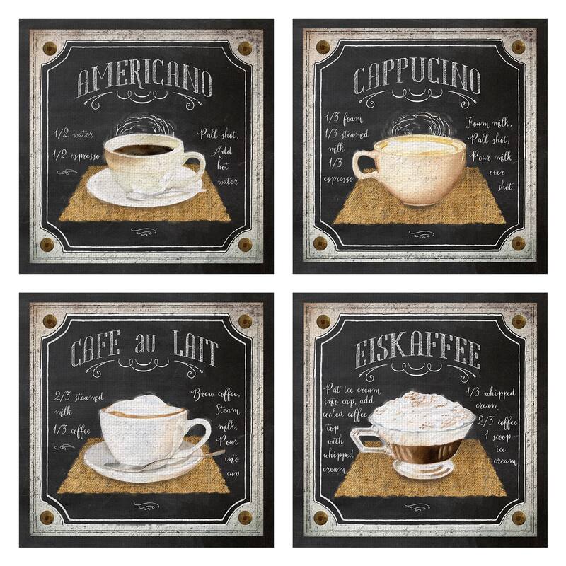 Chalk Americano, Café au Lait, Cappuccino, Eiskaffee by Lynnea Washburn Canvas Art Prints