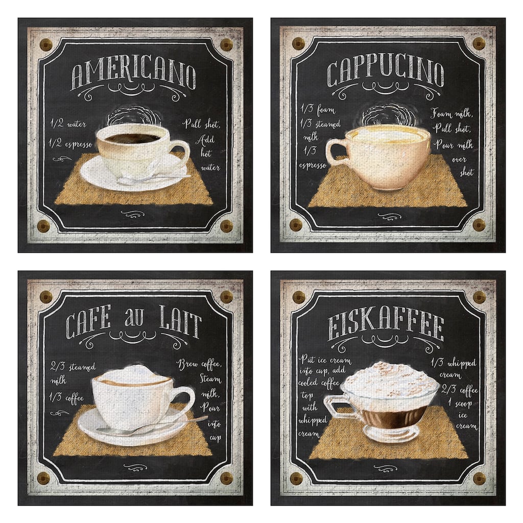 Chalk Americano, Café au Lait, Cappuccino, Eiskaffee by Lynnea Washburn Canvas Art Prints